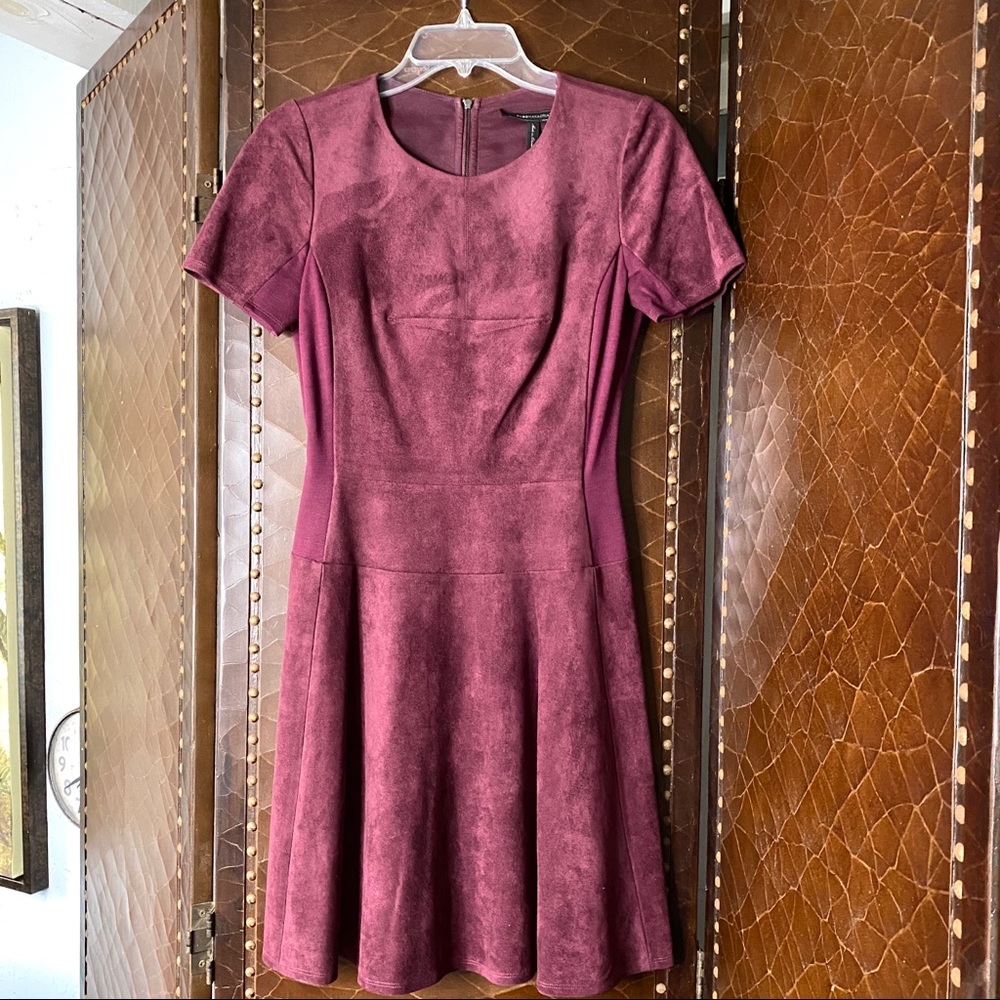 BCBG  Vegan Suede Fit & Flare Dress